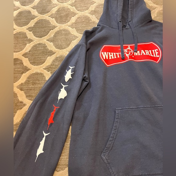 White Marlie Navy/ Gray hoodie with red logo size small - Picture 2 of 5
